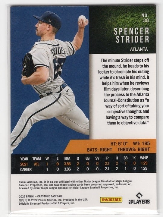 Spencer Strider 2022 Capstone Trading Rookie #38