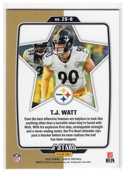 T.J Watt Z-Stars Panini Zenith Football #ZS-8